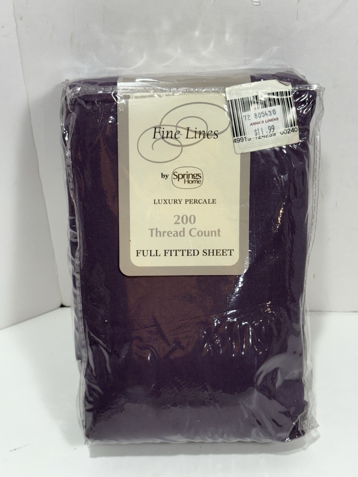 Luxury Percale Fine Linens FULL Fitted Sheet Wine eggplant Color Spring Home 200 gallery