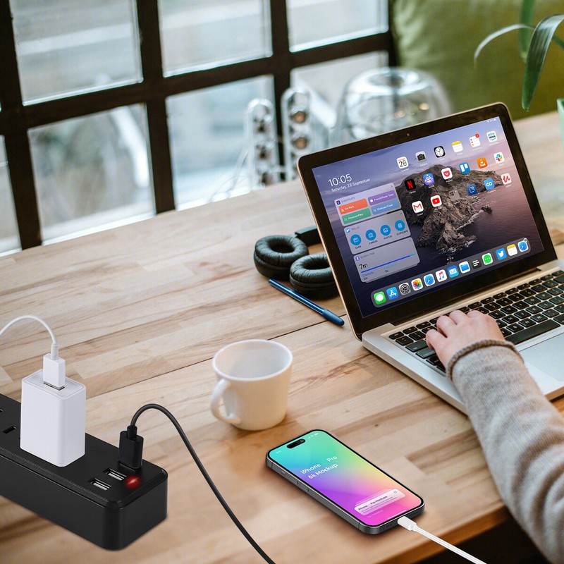 Multi Outlet Wall Mountable USB Surge Protector Power Strip with USB Ports Plugs gallery