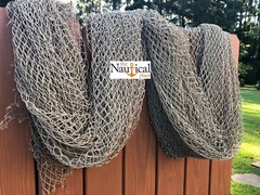 Authentic Fish Netting, 15 ft x 15 ft HEAVY Knotted, Vintage Used Fishing Net