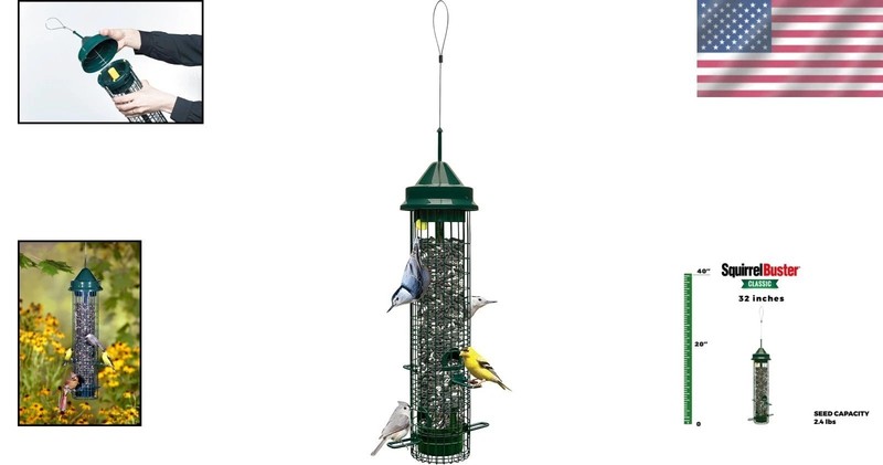 Classic Squirrel-Proof Bird Feeder - 4 Ports, 2.4lb Capacity, UV Resistant Metal gallery