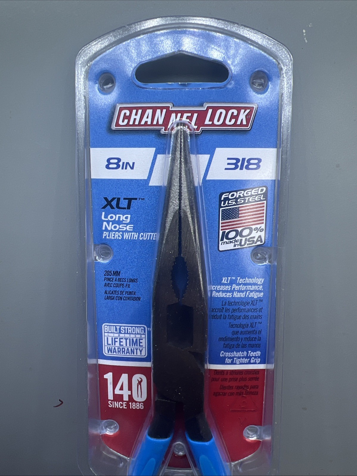 Channel Lock 8 Inch XLT Long Nose Pliers With Side Cutter #318 gallery