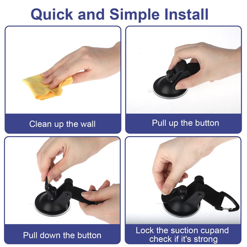 4Pcs Heavy Duty Suction Cup Tie Downs,Car Awning Camping w/Hooks Lock Holder Set gallery