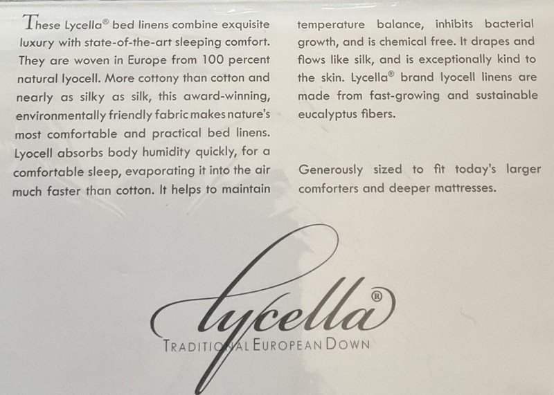 Lycella NWT Queen Fitted And Flat White European 100% Lyocell Sheets, MSRP $148 gallery