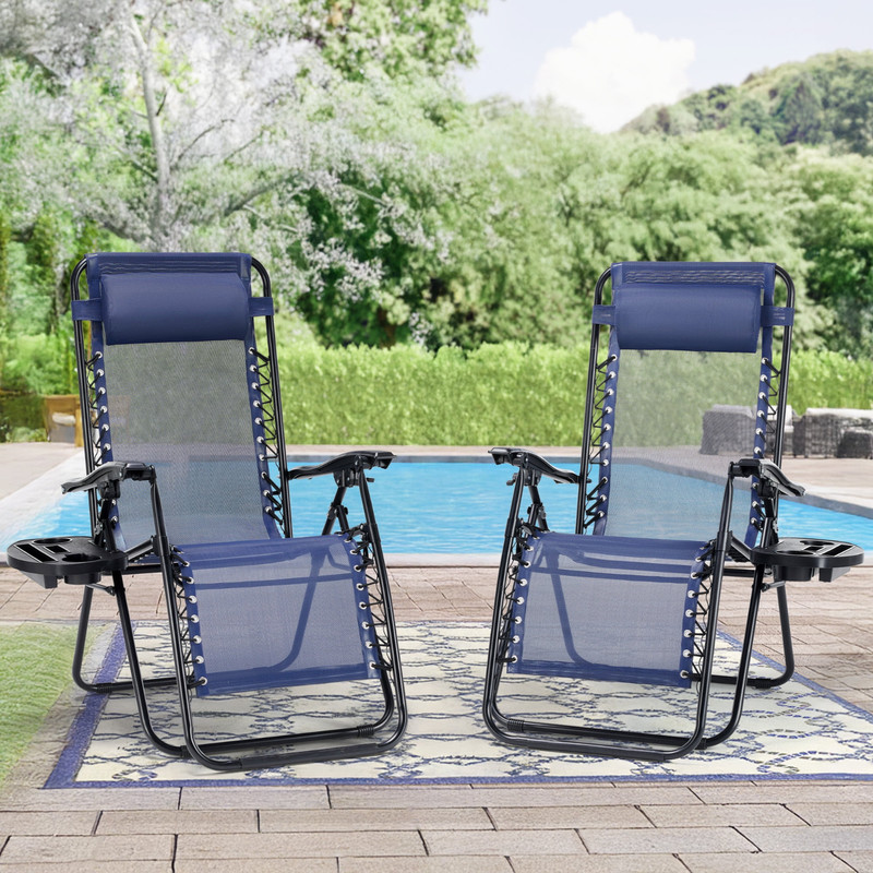 CONCETTA 2PC Zero Gravity Chair Patio Recliner Set Blue (FREESHIP) gallery