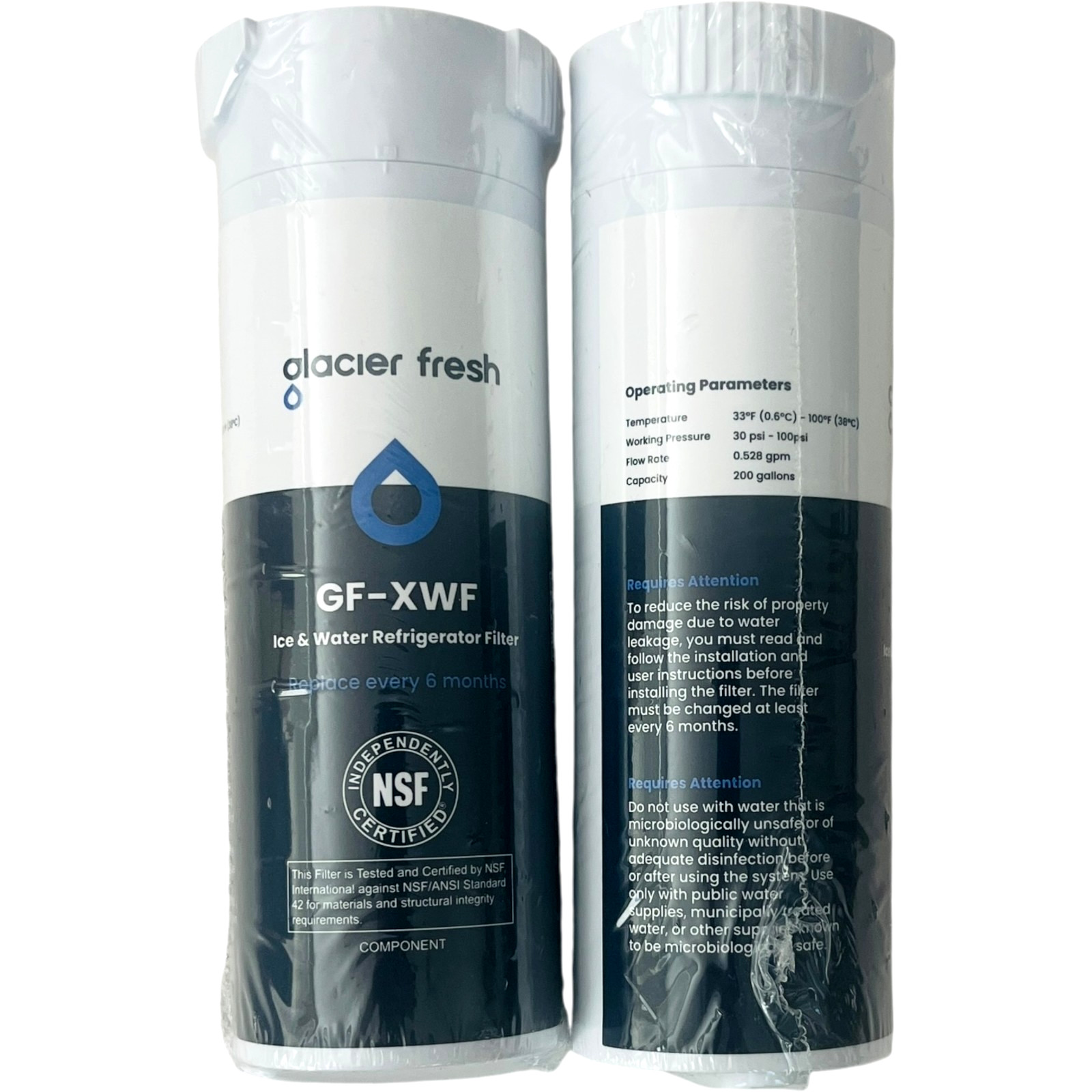 Glacier Fresh GF-XWF Refrigerator Ice & Water Filters - NEW & Sealed - LOT of 2 gallery