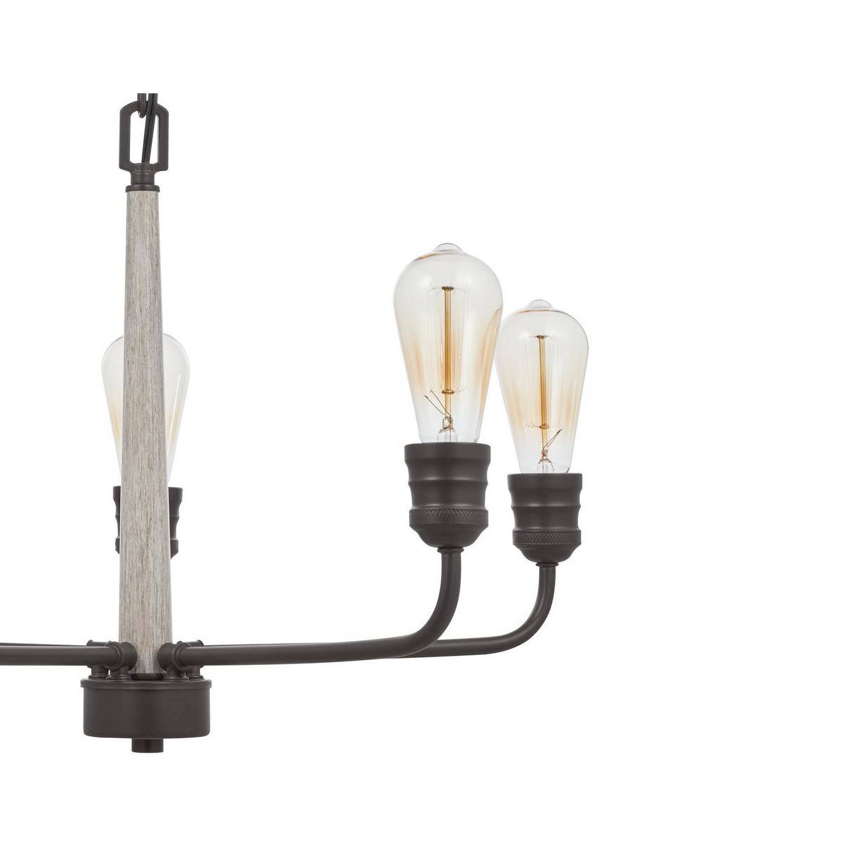 Home Decorators Collection 24in 5-Light Black Chandelier with Light Oak Accents gallery