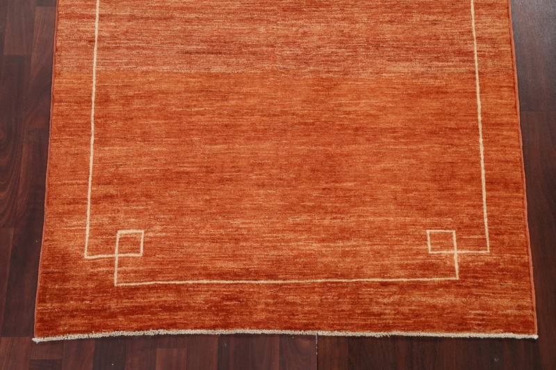 Bordered Gabbeh Kashkoli Oriental ORANGE/ IVORY Area Rug Wool Hand-knotted 5'x6' gallery