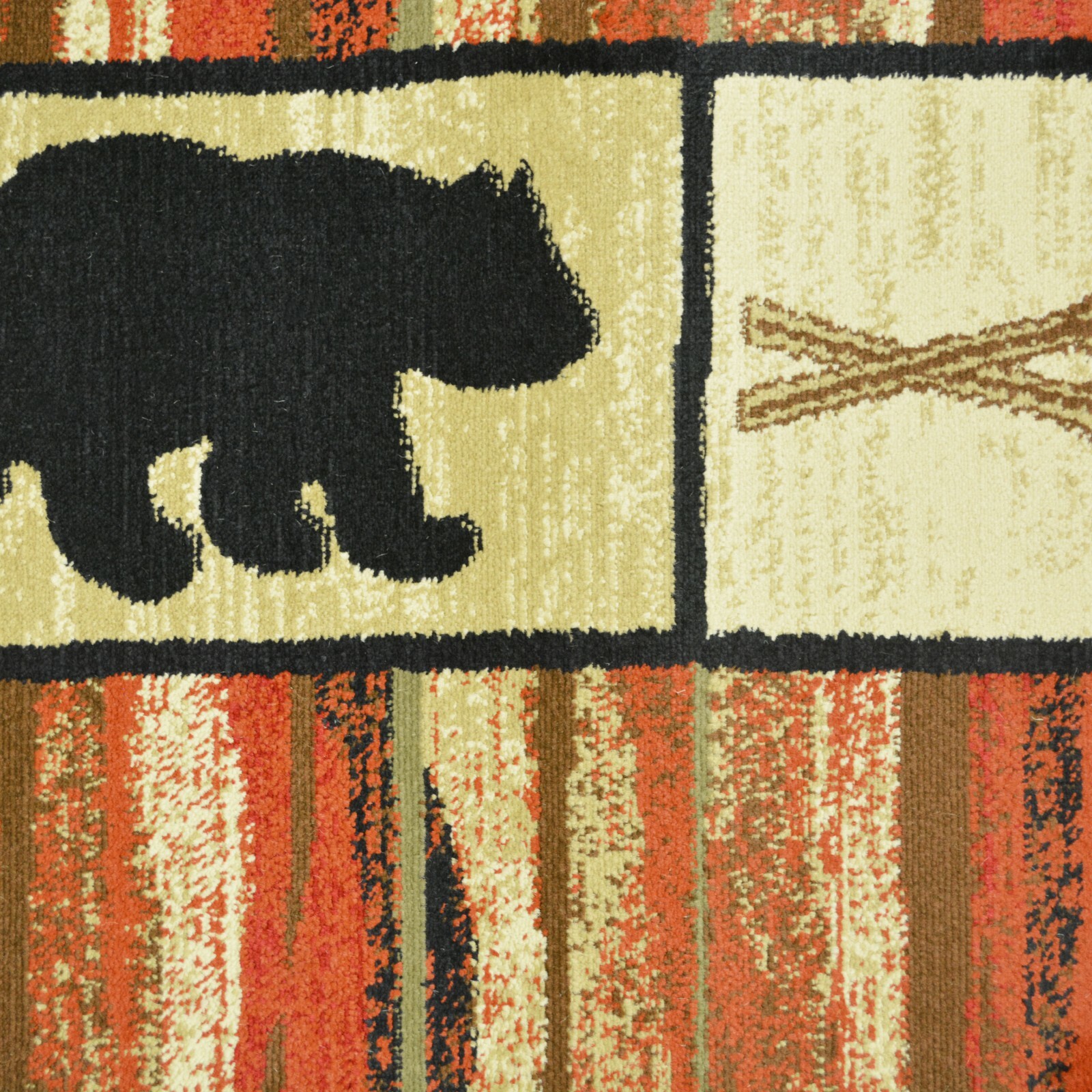 Hearthside Vogel Round Oval Runner Area Rug Lodge Cabin Bear Oar Black Red gallery