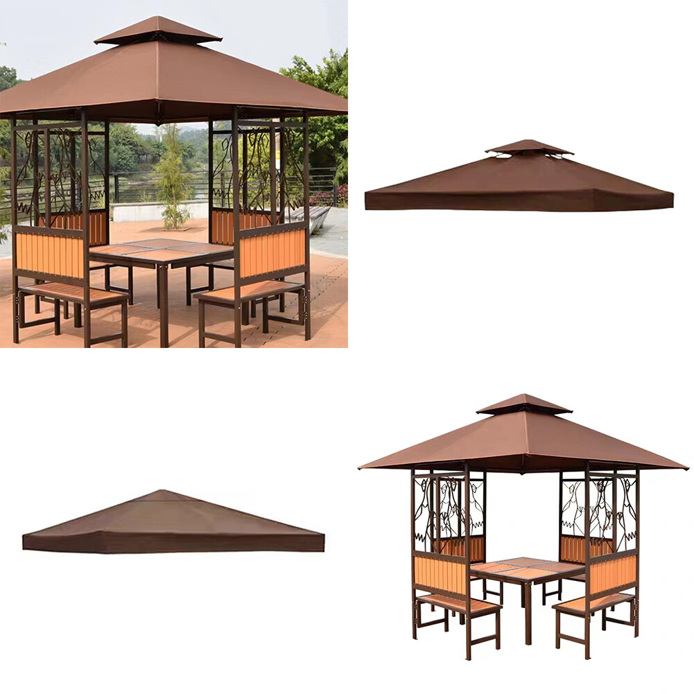 US 10'x10' Waterproof Gazebo 1 2Tier Top Replacement Canopy UV Sunshade Cover gallery
