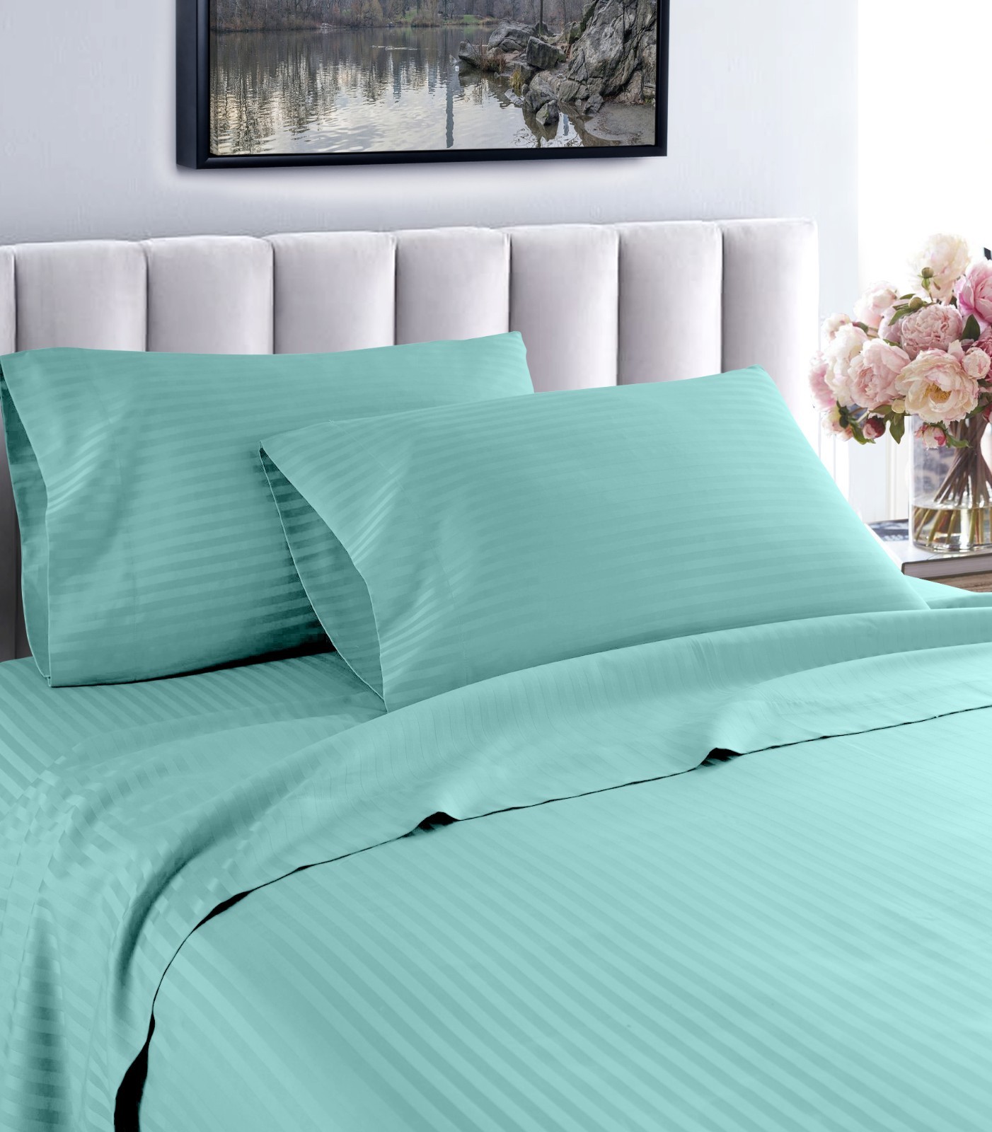Fresh Home 1000 Thread Count 100% Cotton Striped Deep Pocket Sheet Set gallery