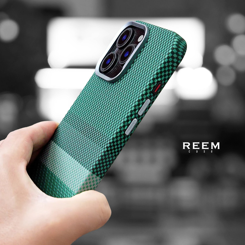 Green iPhone 15 Pro Max magsafe case, aramid fiber rugged cover iPhone 16 15 14 gallery