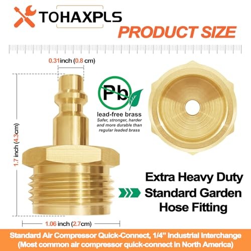 RV Blowout Plug for Winterization, Brass Air Compressor Quick Connect 1 pc gallery