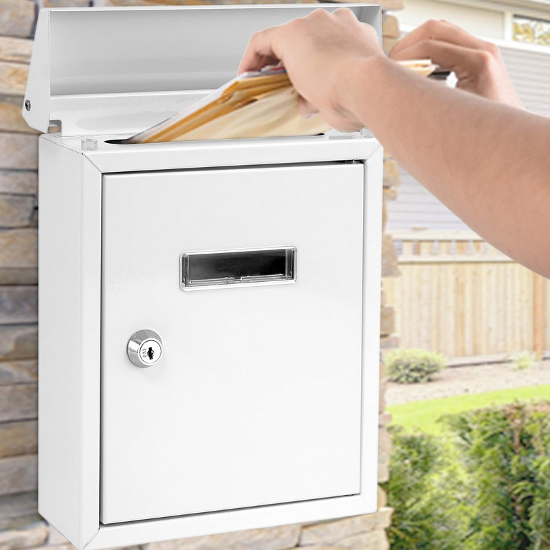 Weatherproof Wall Mount Locking Mailbox Galvanized Steel Drop Box with Metal Fla gallery