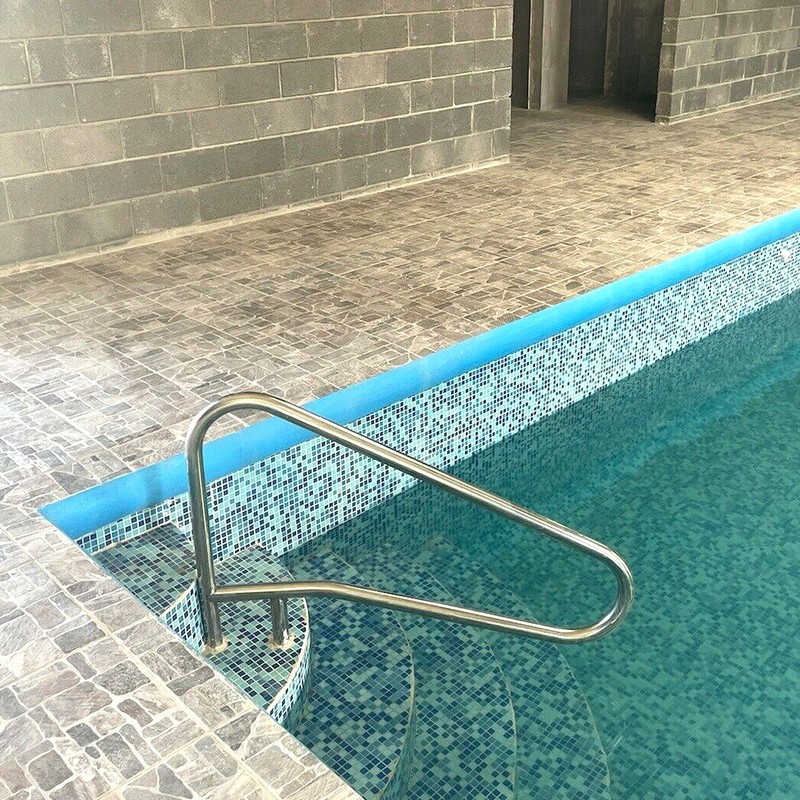 Pool Handrail Cross Braced Deck Mounted Step Stair Rail Stainless steel 50"x 36" gallery