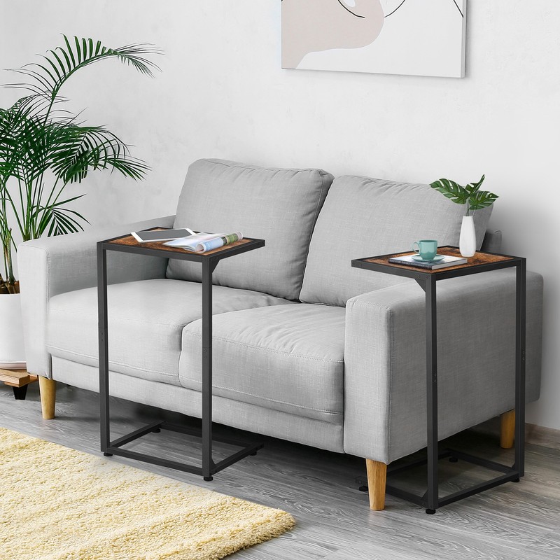 Rustic Brown C-Shaped Tables, End Table for Living Room Bedroom & Small Spaces gallery