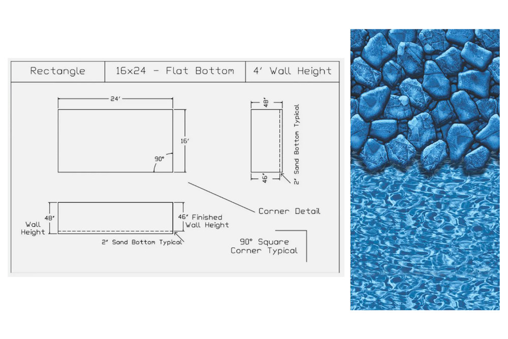 16' x 24' Rectangle 4' Flat Bottom Swimming Pool Liner use w/ Fanta-Sea™ Pool