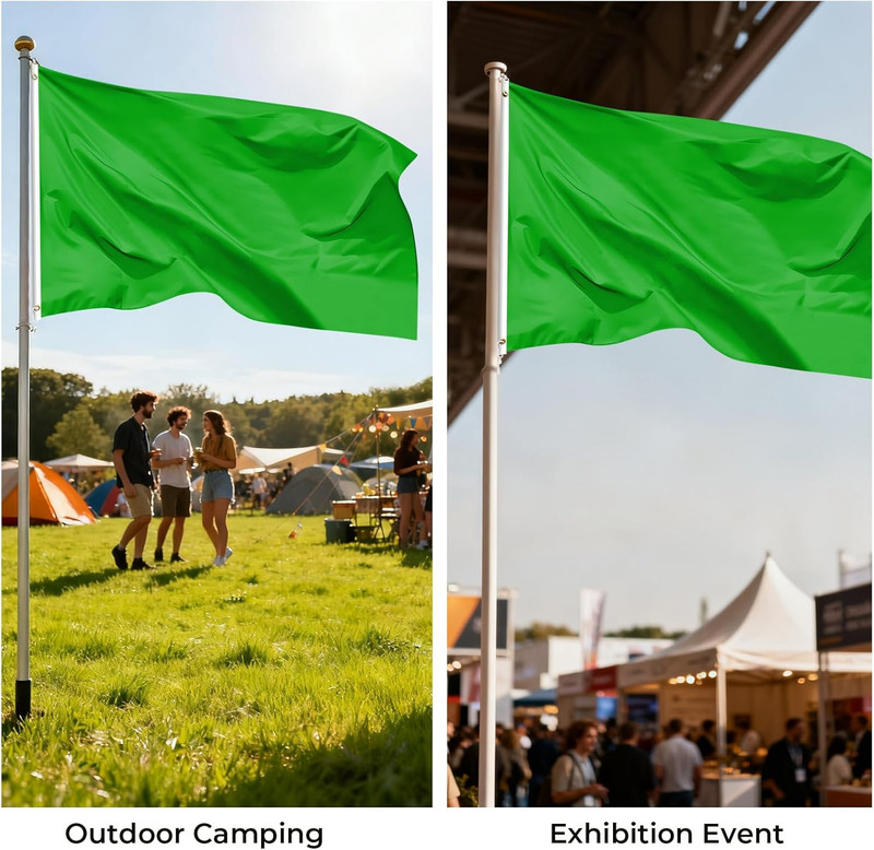Green Flag 3X5 FT, Polyester Blank Flag with Canvas Header & Brass Grommets, Dou gallery