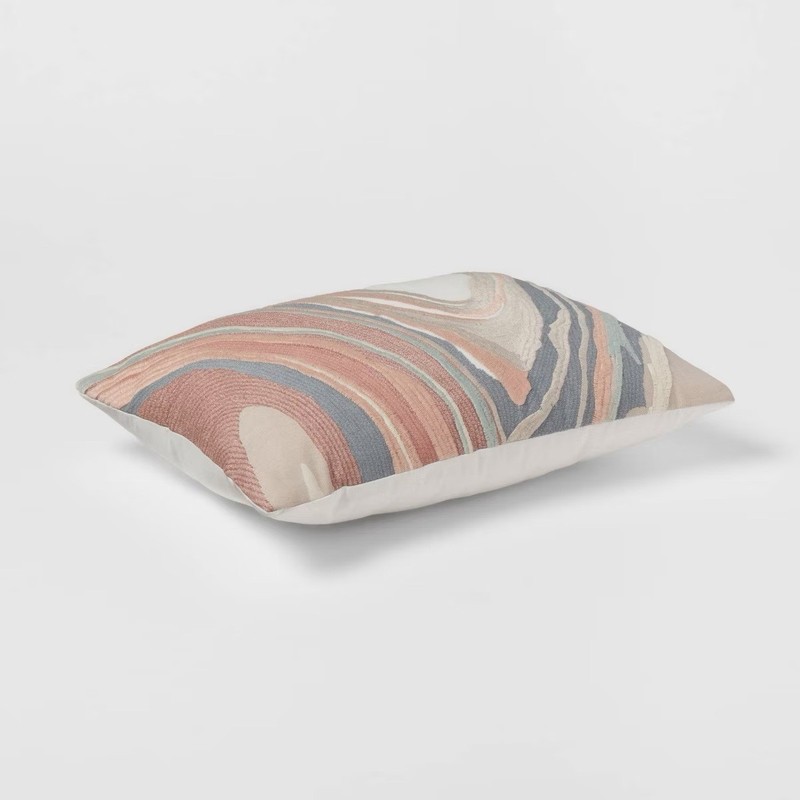 Threshold Luxe Woven Marble Decorative Pillow 14x20 Light Teal Green Terracotta gallery