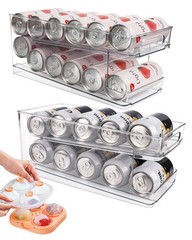 Zyerch 2 Pack Rolling Soda Can Dispenser for Refrigerator with 1 Pack Ice Bal…