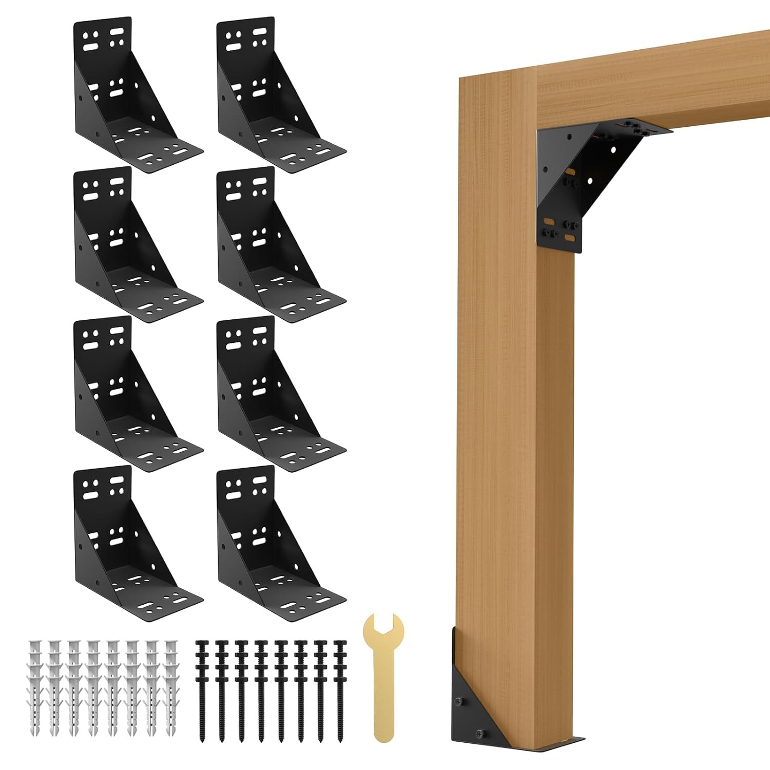 8PCS Post Base Pergola Brackets Kit, Heavy Duty 90-Degree Angle Pergola Bracket gallery