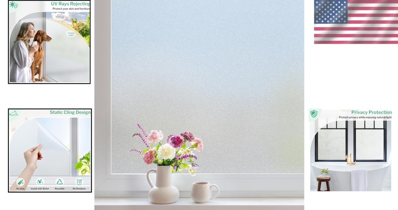 Translucent Privacy Window Film - Non-Adhesive, UV Blocking, 17.5”x78.7” gallery