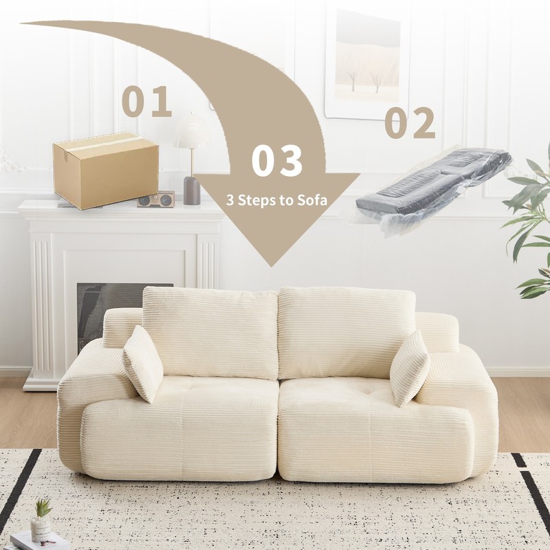 Memory Foam Modular Sofa – Modern Minimalist 2-Seater Lounge Couch gallery