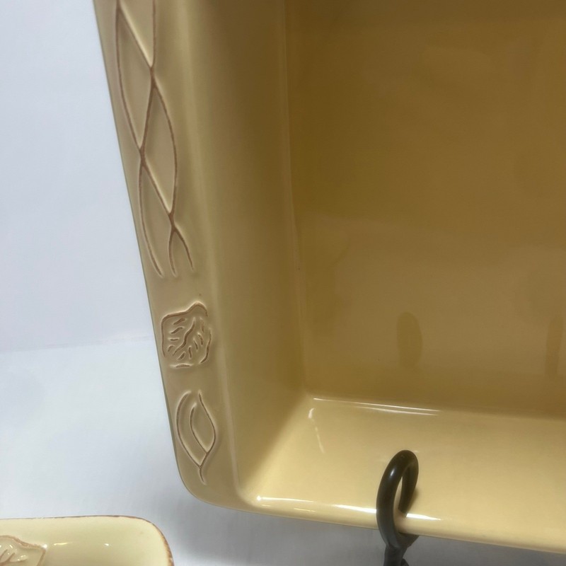 Tastefully Simple Host Collection Bakeware Serving Set Yellow Stoneware Dish gallery