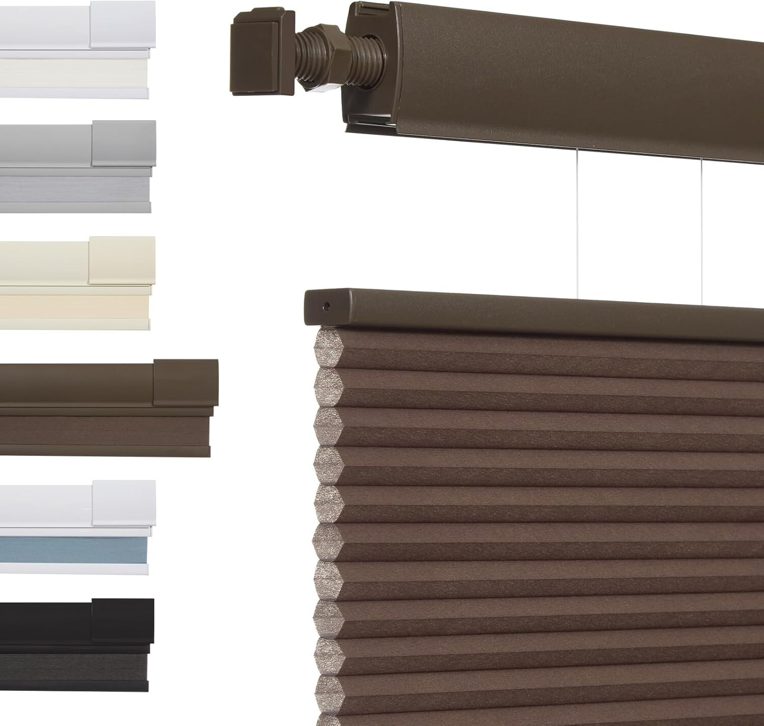 No Drill Top Down Light Filtering Brown Cellular Shade Cordless Honeycomb Blinds gallery