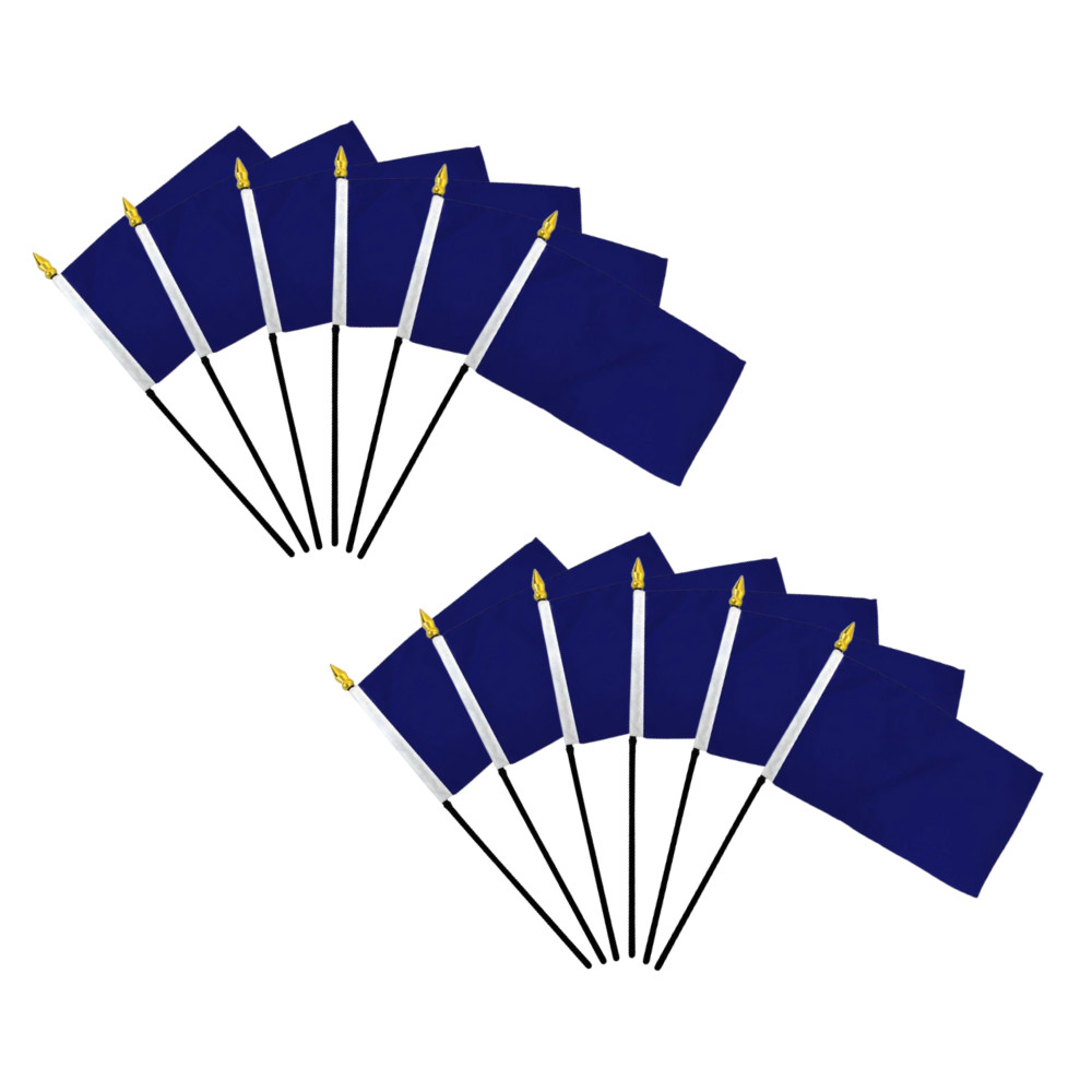 1 Dozen Navy Blue 4x6in Mini Handheld Blank Solid Color Stick Flags gallery