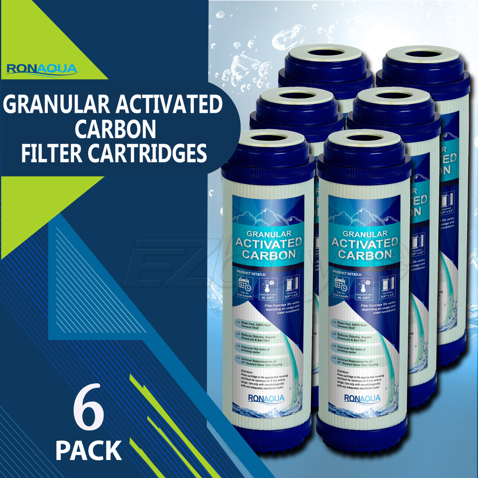 Granular Activated Carbon Filter 9.875 inch x 2.5 inch Set of 6 gallery