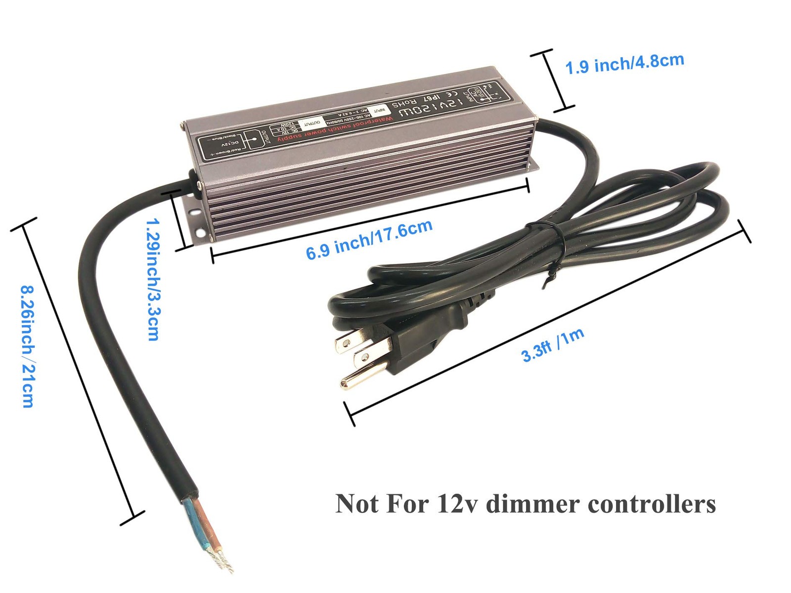 lenoup 120w Waterproof Power Supply Transformer,100-250v AC to 12v DC Output ... gallery