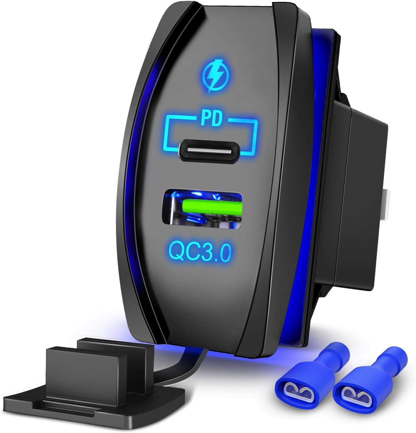 Rocker Switch Style USB Outlet Socket Fits Panel 4.2A PD Type C and QC 3.0 12V 2 gallery