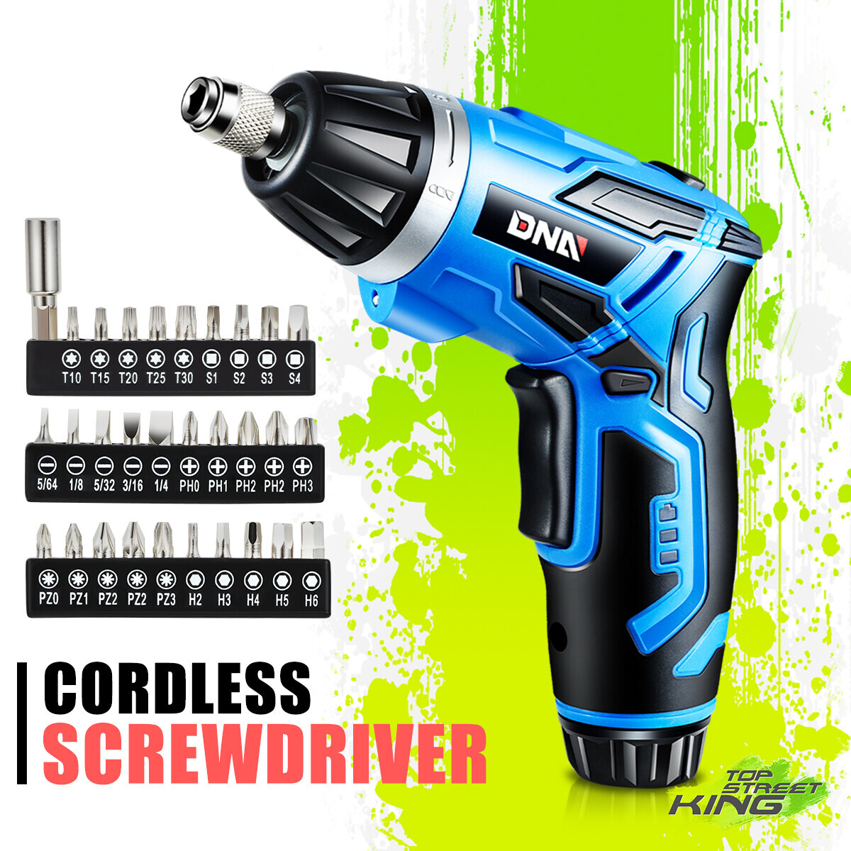 DNA Motoring Rechargeable 3.6V Cordless Electric Screwdriver Tool Kit Set Blue gallery