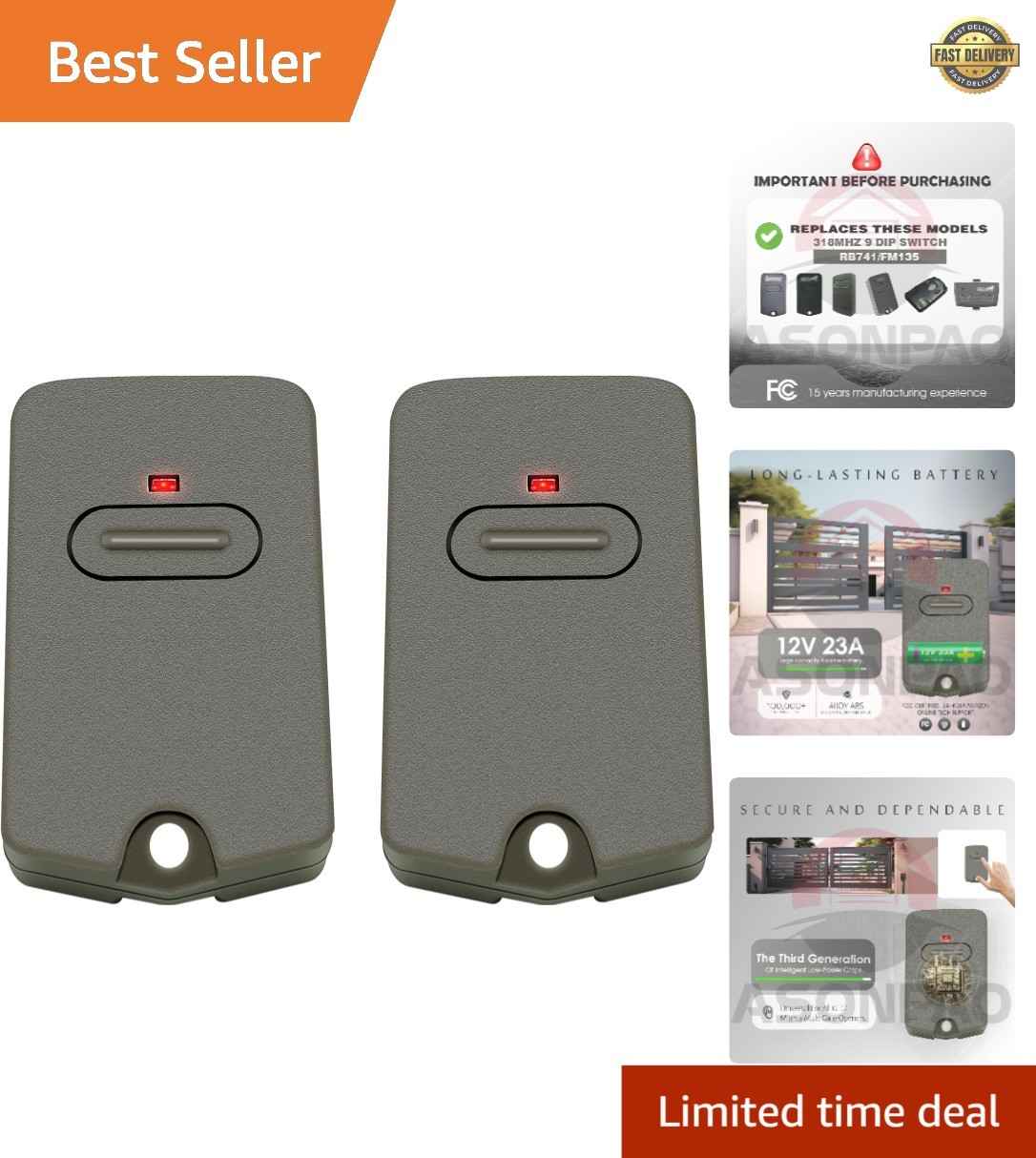 2 for Mighty Mule GTO Gate Opener Remote FM135 RB741 gallery