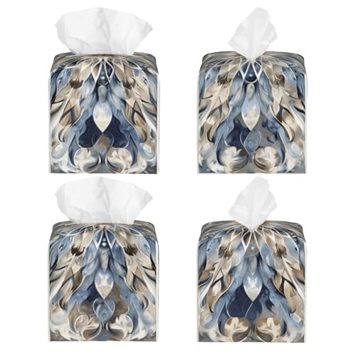 Modren Tissue Box Cover Square Leather Tissue Case Holder Gray Blue Beige Art gallery