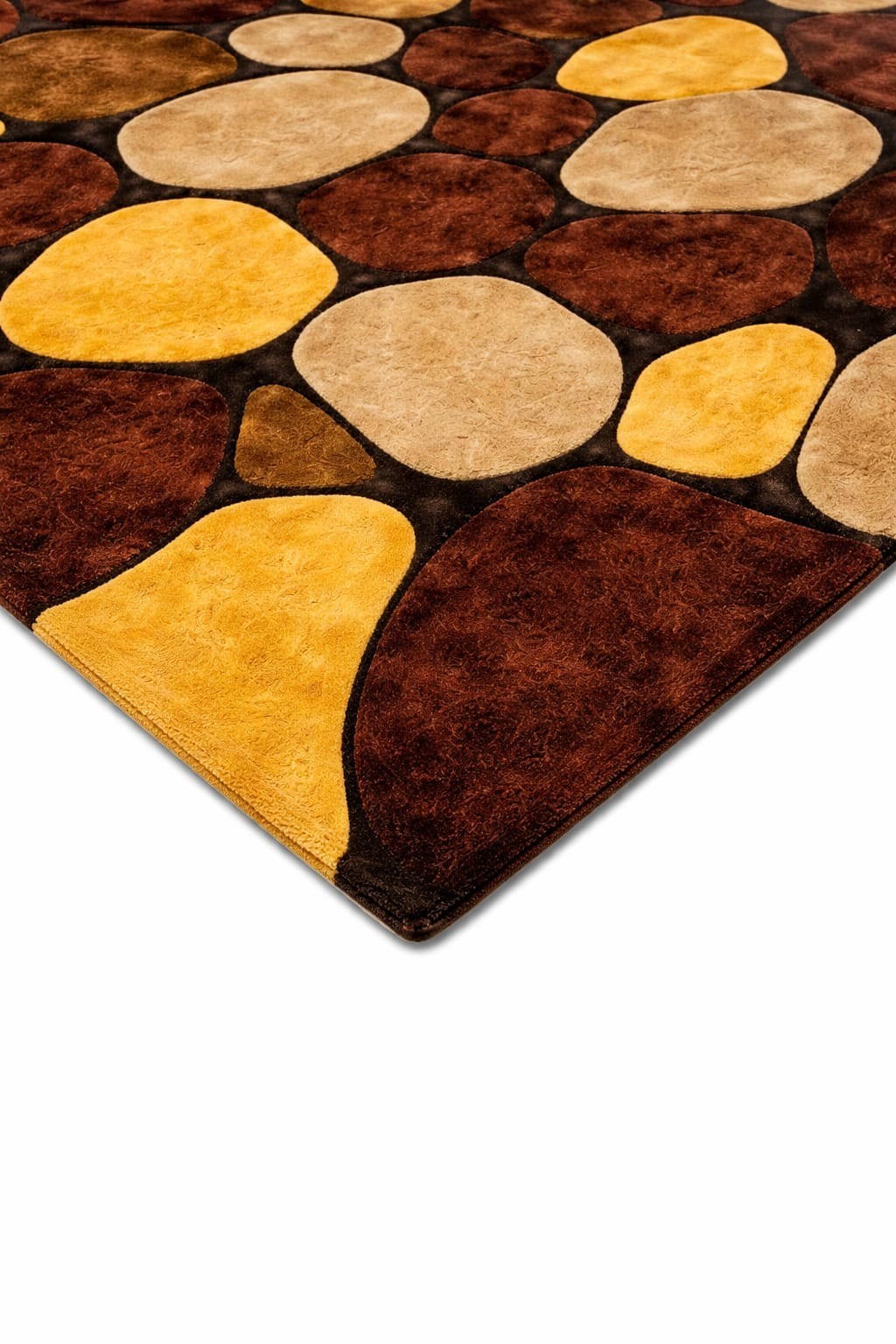 Modern Pebble Stone Hand Tufted Wool Rug Brown Beige Yellow Carpet Living Room gallery