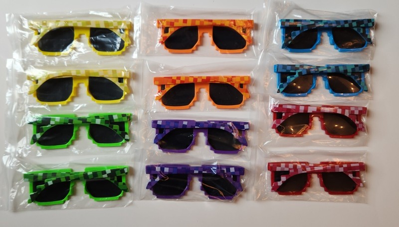 12PCS Pixel Sunglasses – Assorted Colors, Fun Party Favors for Kids Teens Adults gallery
