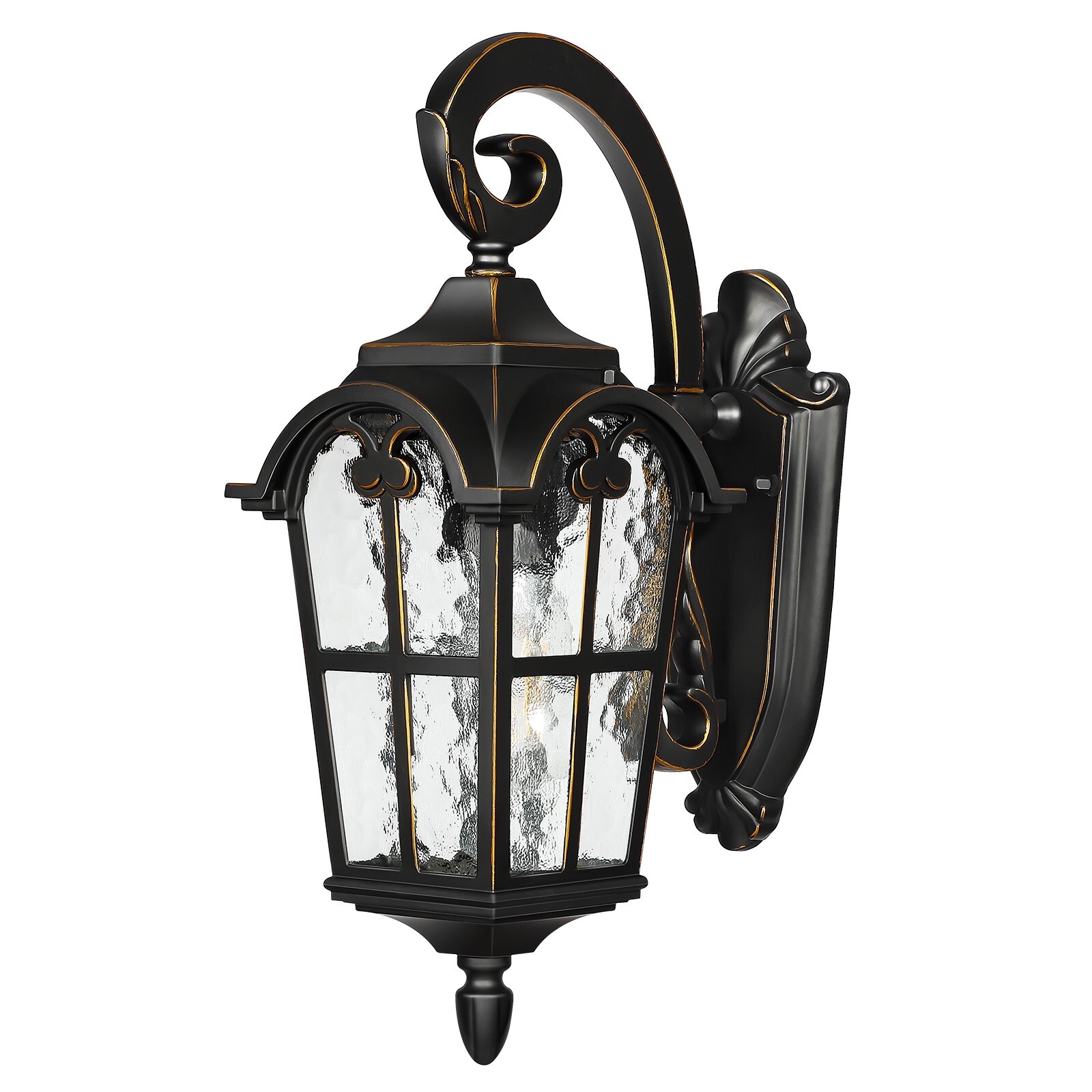 EDISHINE Outdoor Wall Light Water Ripple Glass Wall Sconce Porch Light for House gallery