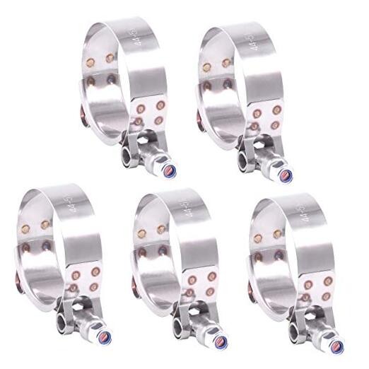 Hilitchi 5Pcs Stainless Steel T-Bolt Clamps with Rounded Band Edges 44-51MM gallery