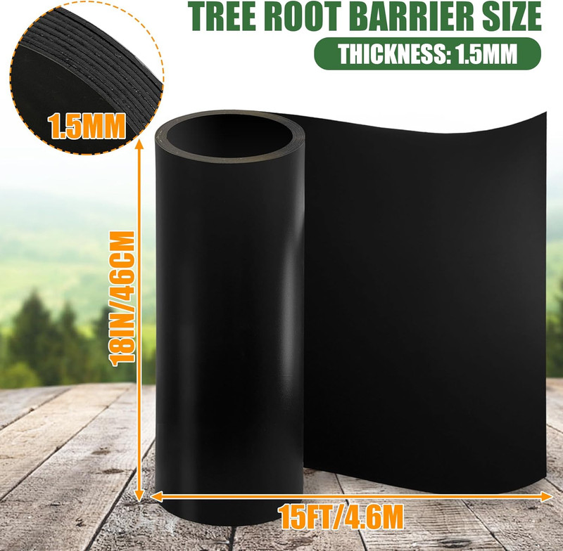 Tree Root Barrier 18In X 15Ft X 60Mil Root Barrier Grass Weed Barrier Bamboo Bar gallery