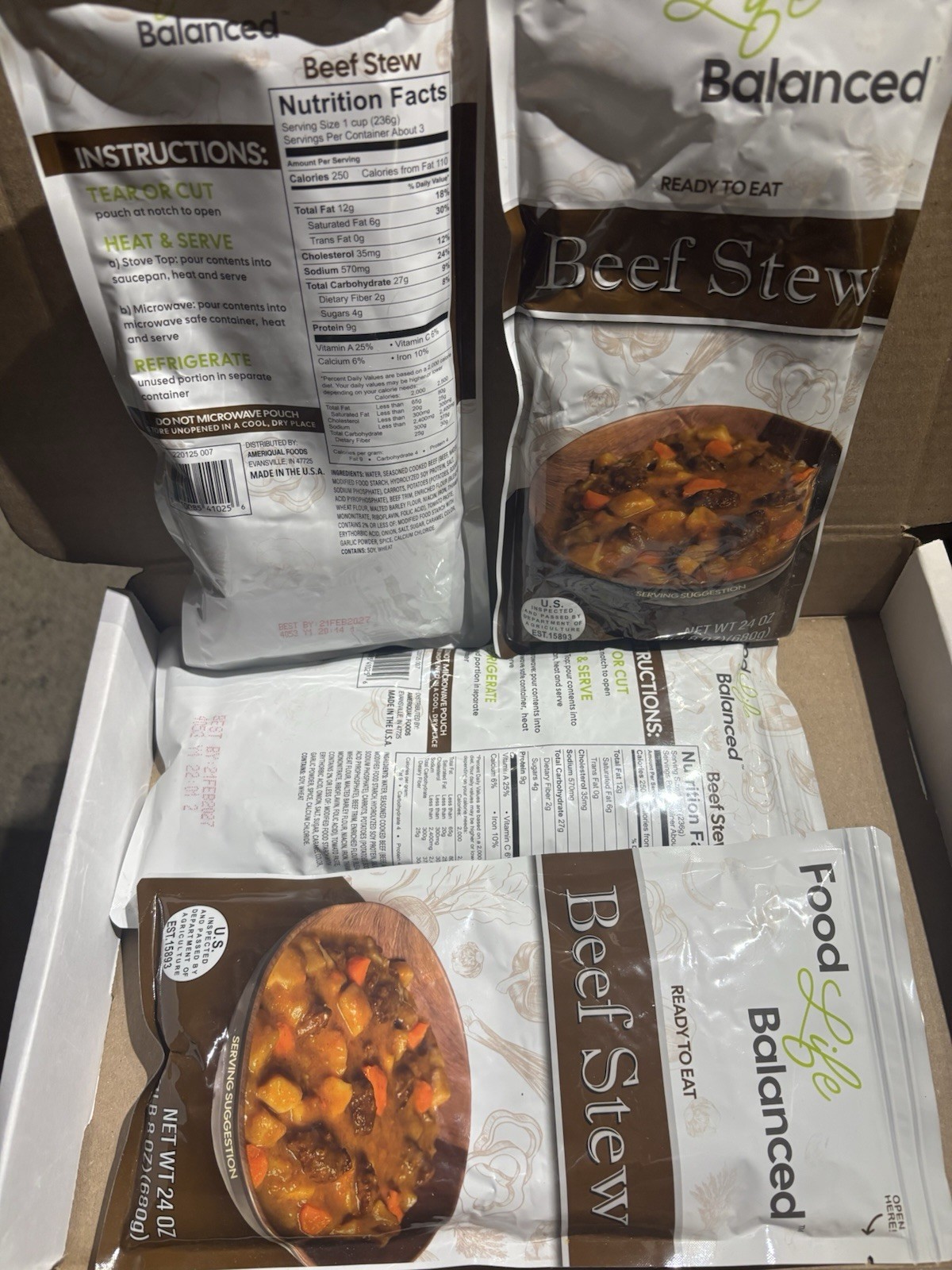 4PK Pouches Food Life Balanced Beef Stew 1.5 LBS each x 4 Exp FEB 2027 FREE SHIP gallery