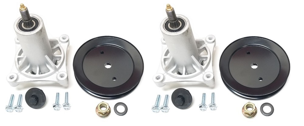 2 Complete Improved Spindles Includes Pulleys/Blade Bolts, Mounting Hardware