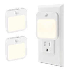Plug-in Motion Sensor LED Night Light with Auto On/Off & Dusk-to-Dawn Sensor