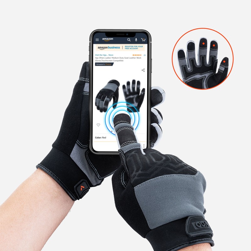 Vgo 1Pair General Safety Work Gloves,Mechanic Gloves,Stretchable(Grey, SL7716) gallery