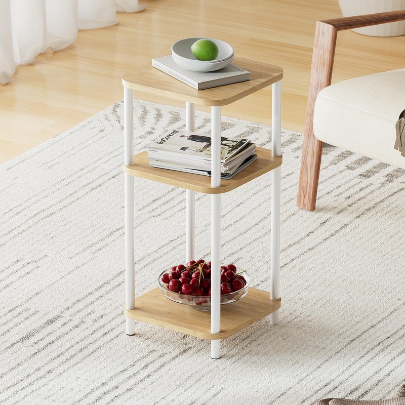Bamboo End Table with Charging Station, Side Table for Small Space, Small Table gallery