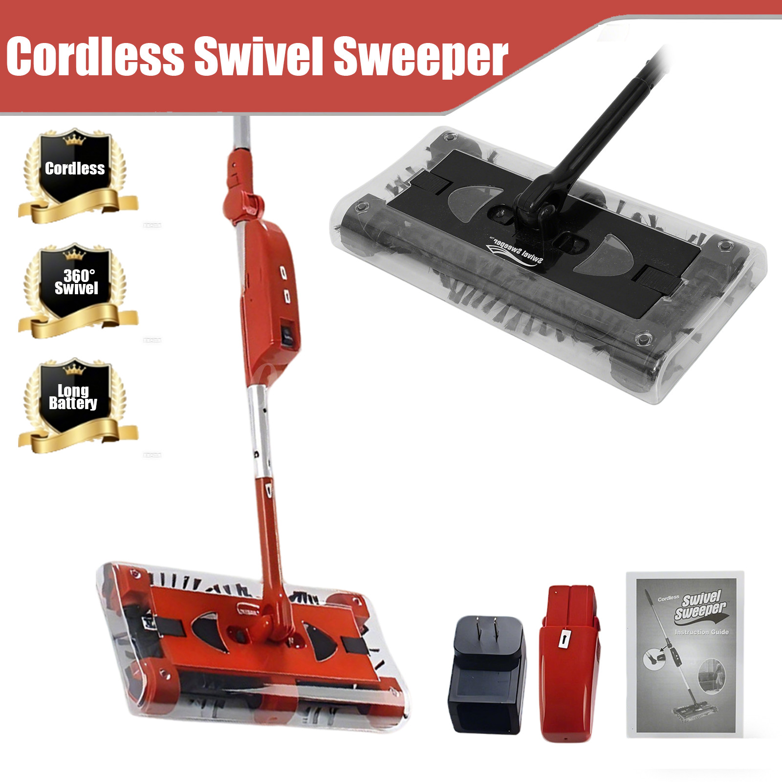 Swivel Sweeper Cordless Vacuum Lightweight 4000 RPM 360 Swivel Rechargeable Quad gallery