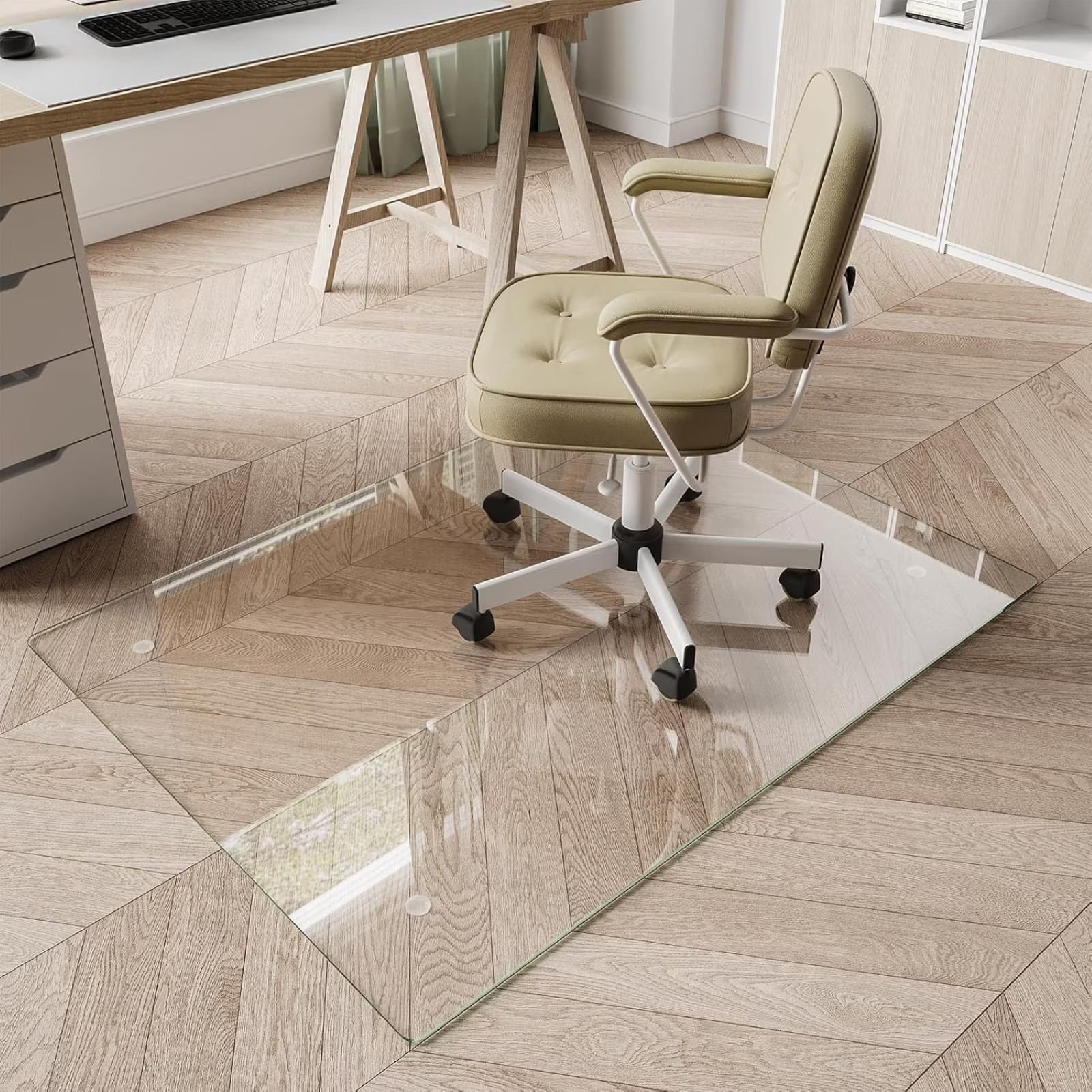 36"x46" Tempered Glass Office Chair Mat for Carpeted or Hardwood Floors, Clear gallery
