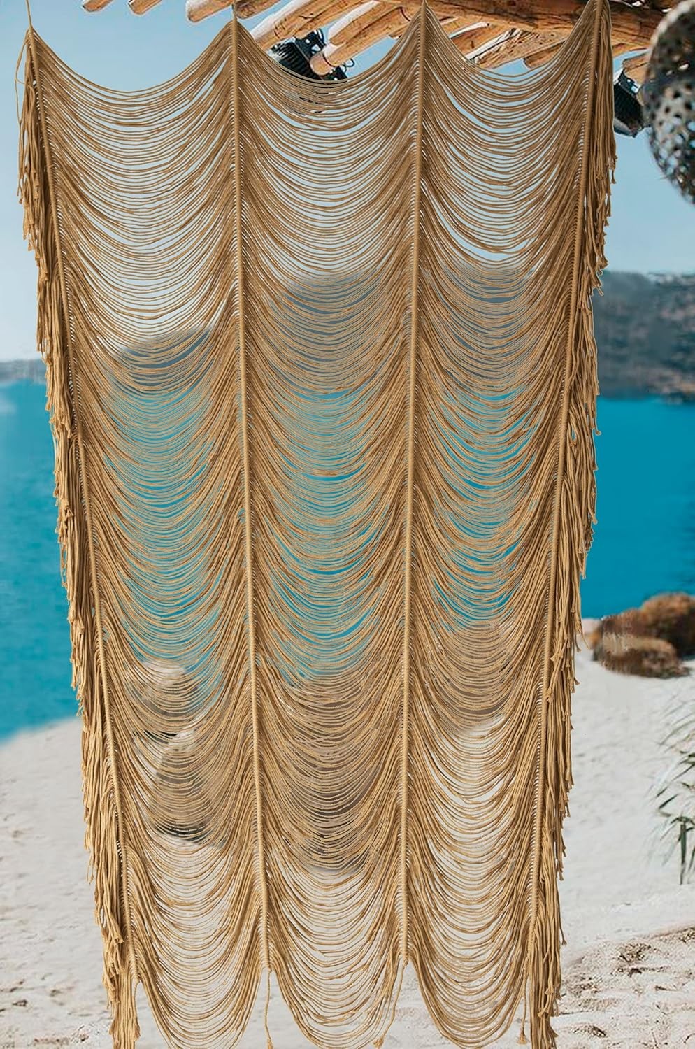 Macrame Curtain Boho Curtain Doorway Window Wall Decor Fiber Yarn Art Handwov... gallery