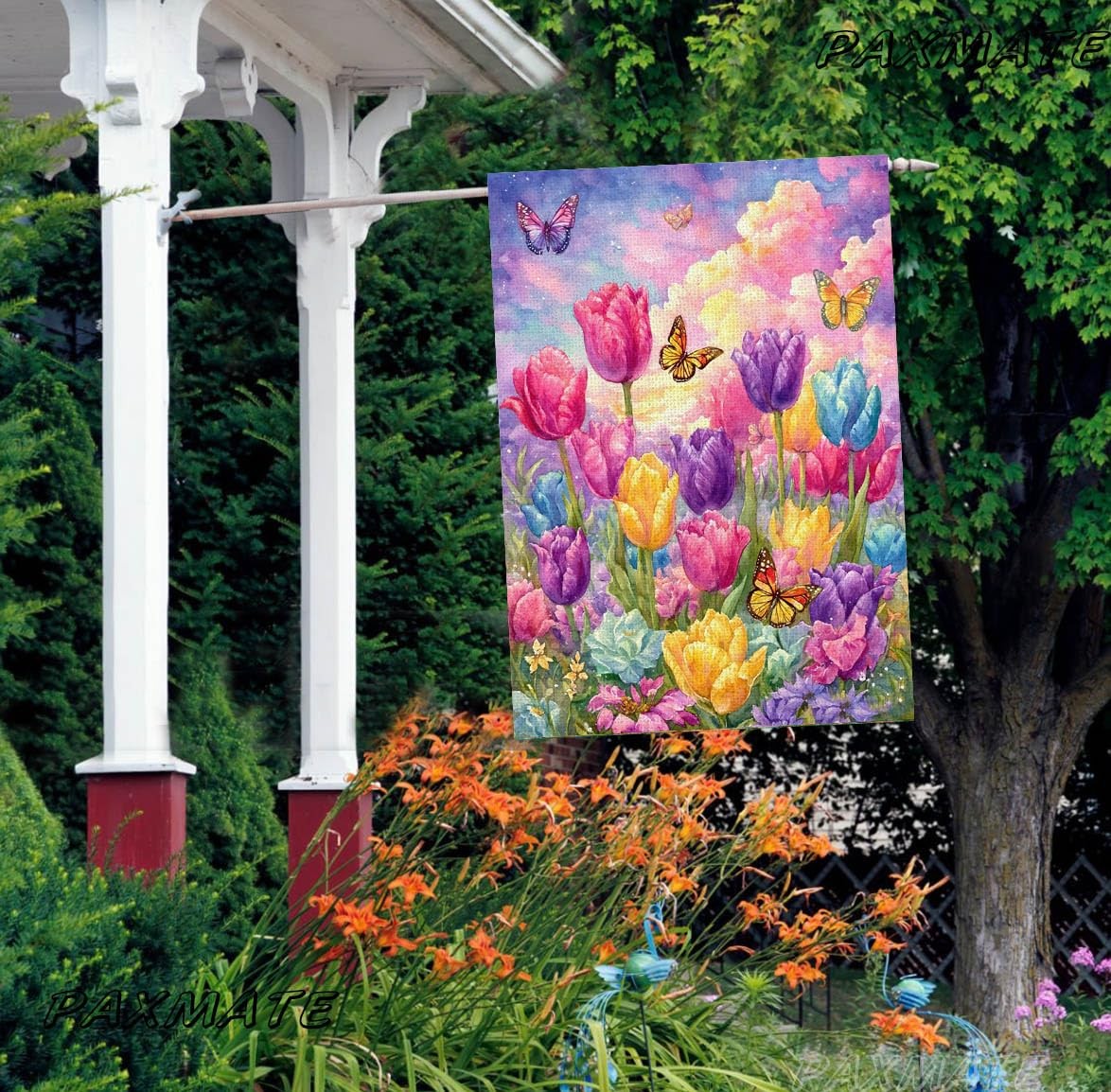 Spring Summer Tulip House Flag 28x40 Inch Double Sided Outside, Seasonal Flow... gallery
