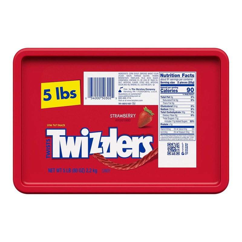 Twists Strawberry Flavored Licorice Style, Chewy Holiday Candy Tub, 5 lb gallery